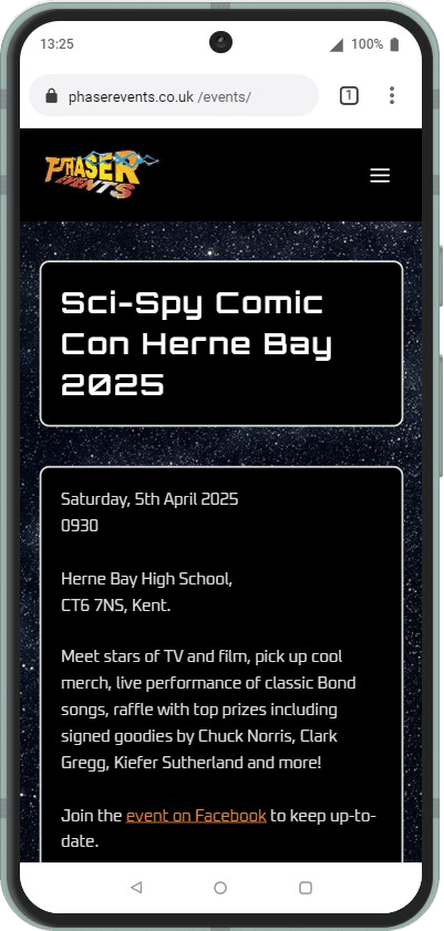 Sci-Spy Comic Con Herne Bay 2025 - Phaser Events